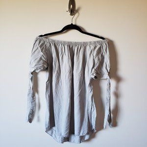New, Never Worn Light Gray Off the Shoulder Blouse